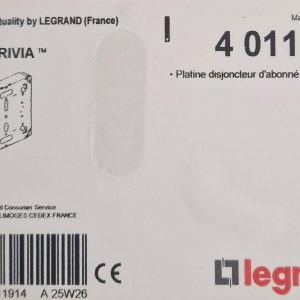 LEGRAND 401191 PLATINE POUR DISJONCTEUR DE BRANCHEMENT SEUL DRIVIA