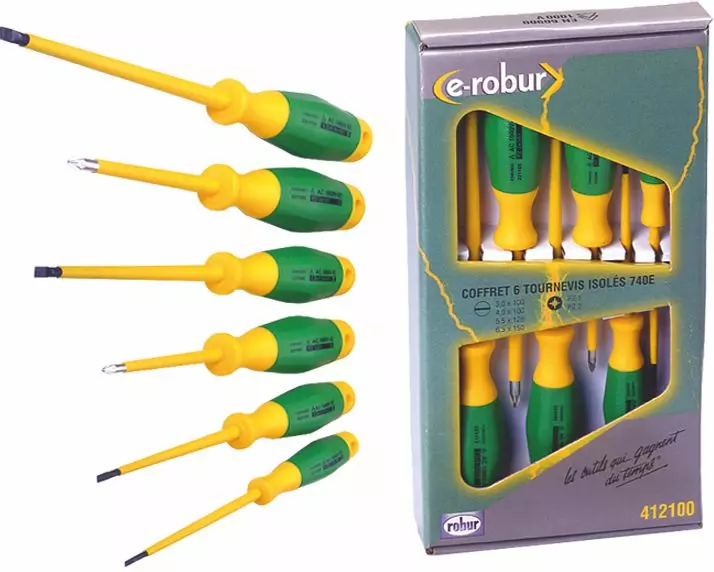 robur Coffret 6 tournevis isolés 1000 V bi-matière (412100)