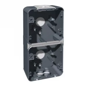Boîte à entrées directes Oxxo Eur'Ohm - Pour montage en saillie - 2 postes - Vertical - Gris - IP55 Réf 60862