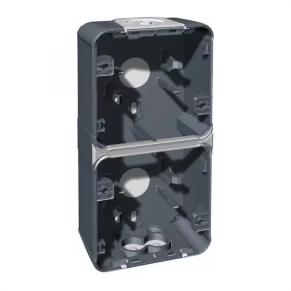 Boîte à entrées directes Oxxo Eur'Ohm - Pour montage en saillie - 2 postes - Vertical - Gris - IP55 Réf 60862