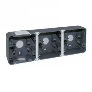Boîte à entrées directes Oxxo Eur'Ohm - Pour montage en saillie - 3 postes - Horizontal - Gris - IP55 Réf 60863