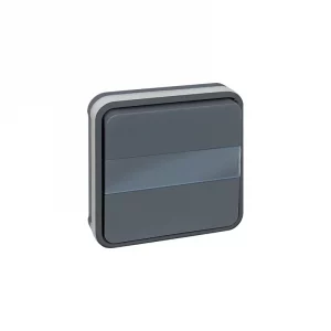 Bouton poussoir avec porte étiquette lumineux Oxxo - 1 poste - 10A - Gris Réf 60885