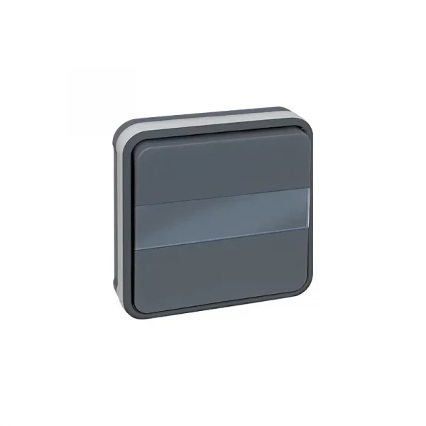Bouton poussoir avec porte étiquette lumineux Oxxo - 1 poste - 10A - Gris Réf 60885