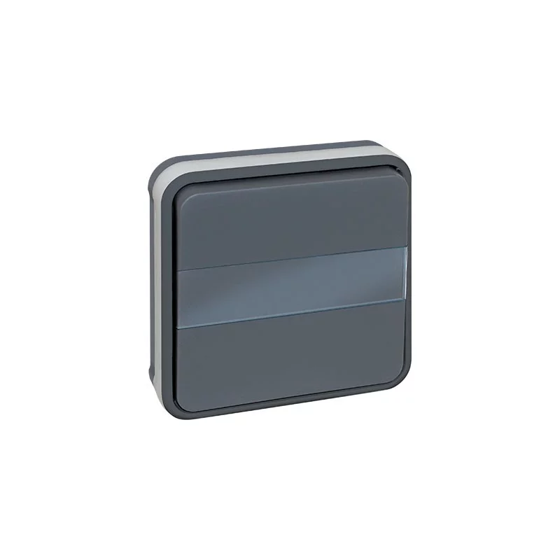 Bouton poussoir avec porte étiquette lumineux Oxxo - 1 poste - 10A - Gris Réf 60885