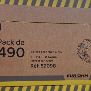 Eur'Ohm -CARTON DE 490  Boîtes d'encastrements  + 1 SCIE CLOCHE OFFERTE- XL AIR'métic - 1 poste - prof. 40 mm - Réf : 52098