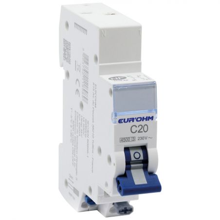 20320 EUR'OHM Disjoncteur 1P+N 20A courbe C connexion automatique 4,5kA NF