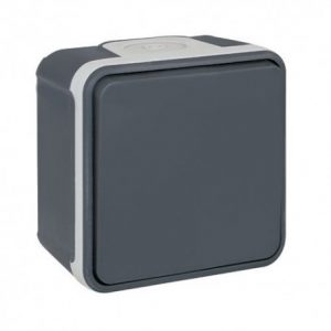 Eur'ohm Oxxo - Bouton poussoir étanche complet anthracite IP55 - Réf : 60803