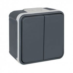 Eur'ohm Oxxo - Interrupteur double va et vient étanche complet anthracite IP55 - Réf : 60802