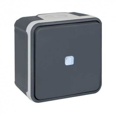Eur'ohm Oxxo - Interrupteur va et vient lumineux étanche complet anthracite IP55 - Réf : 60801