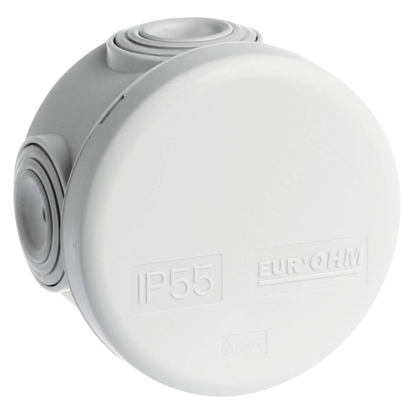 Boîte de dérivation Ø60x40 Eur’Ohm Sum'ohm étanche 4 embouts avec couvercle enclipsable Gris IP55