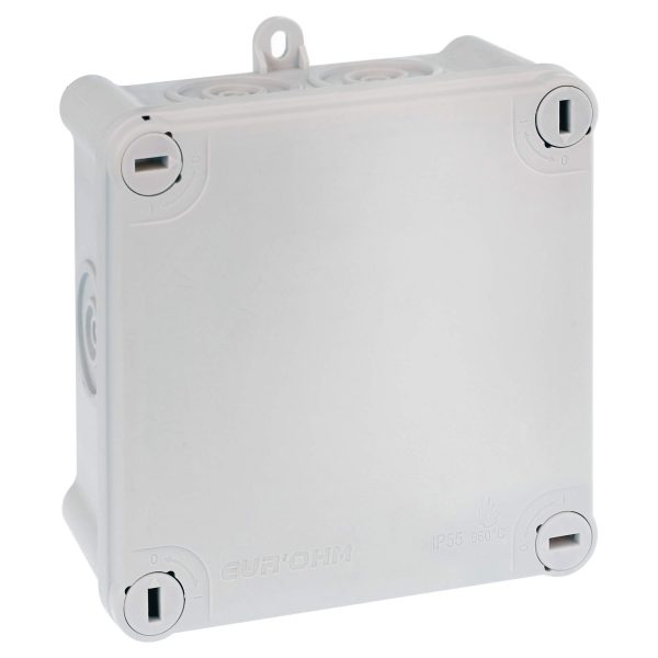 Boîte de dérivation 105x105x55 Eur’Ohm Sum’Ohm étanche 7 entrées avec couvercle 1/4tour IP55
