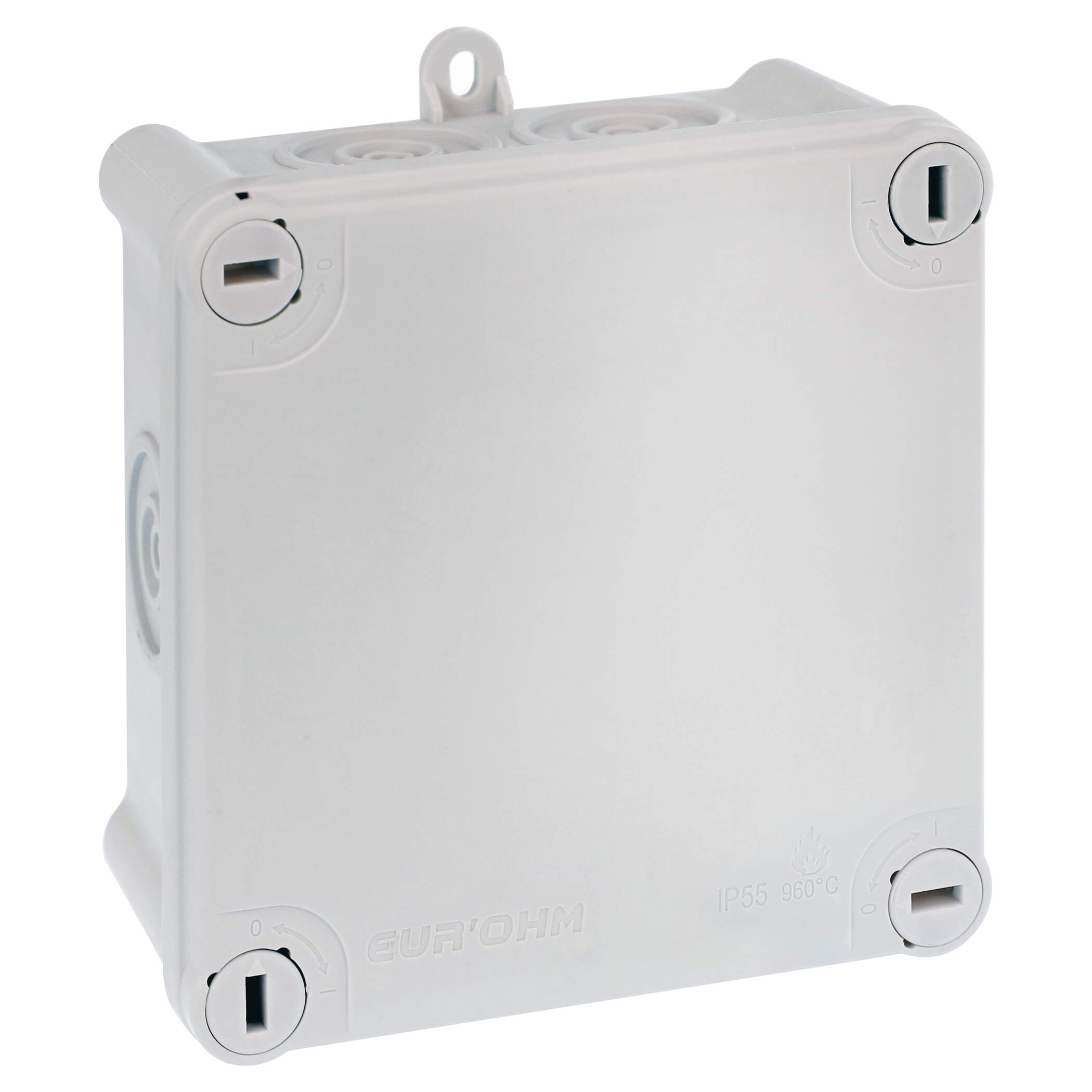 Boîte de dérivation 105x105x55 Eur’Ohm Sum’Ohm étanche 7 entrées avec couvercle 1/4tour IP55