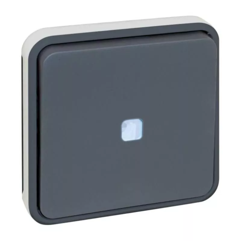Mécanisme bouton poussoir lumineux Oxxo Eur'Ohm - 10A - IP 55 - Gris