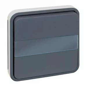Mécanisme bouton poussoir Oxxo Eur'Ohm - Avec porte étiquette - 10A - IP 55 - Gris