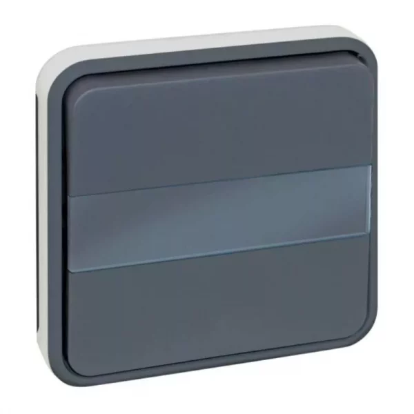 Mécanisme bouton poussoir Oxxo Eur'Ohm - Avec porte étiquette - 10A - IP 55 - Gris