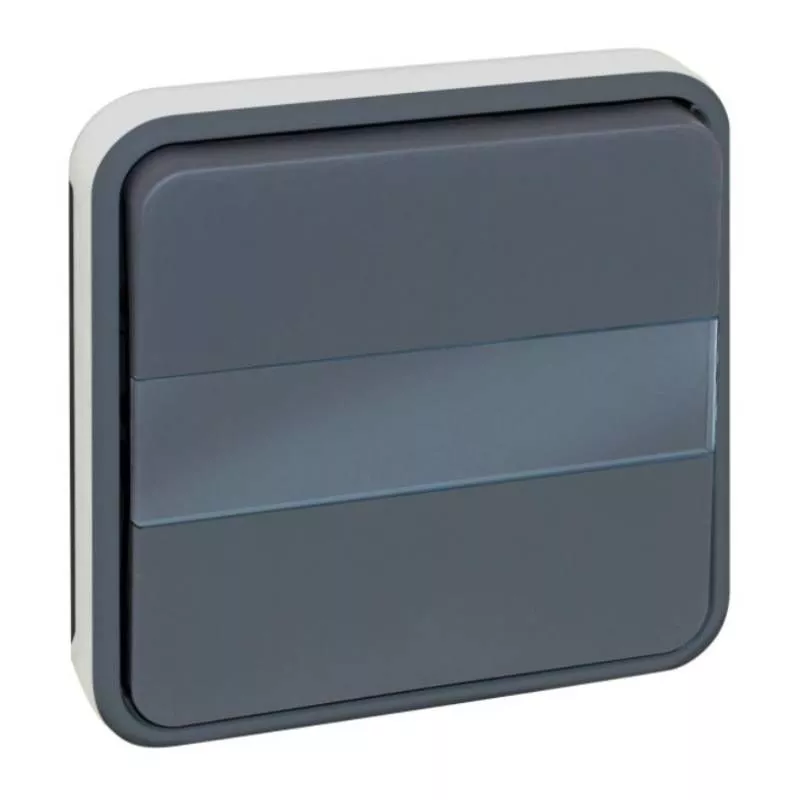Mécanisme bouton poussoir Oxxo Eur'Ohm - Avec porte étiquette - 10A - IP 55 - Gris