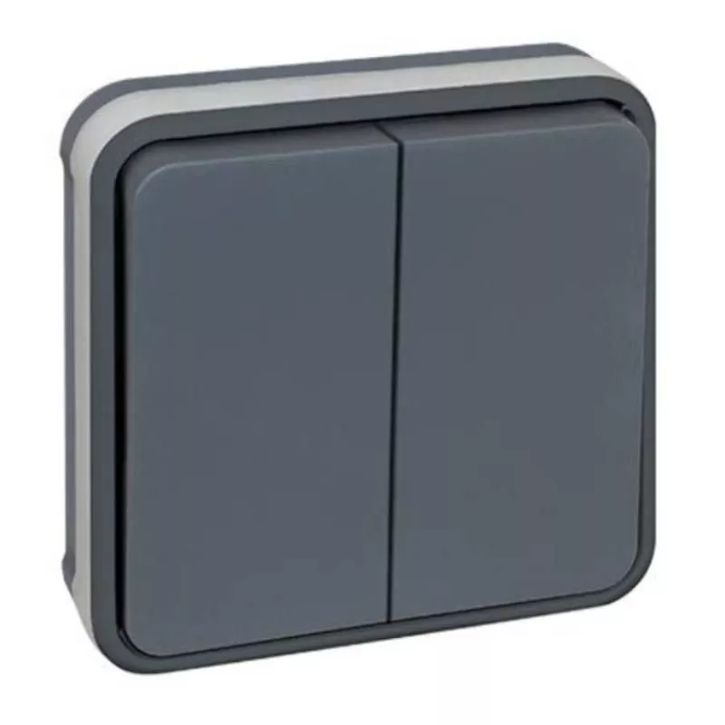 Mécanisme double bouton poussoir Oxxo Eur'Ohm - 10A - IP 55 - Anthracite