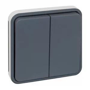 Mécanisme double va et vient Oxxo Eur'Ohm - 10A - IP 55 - Gris