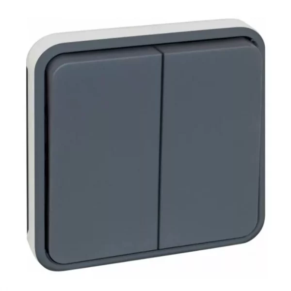 Mécanisme double va et vient Oxxo Eur'Ohm - 10A - IP 55 - Gris