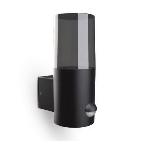Miidex Lighting - Applique Murale Cylindrique Noir + Détecteur IR E27 x 1 - Réf : 100939