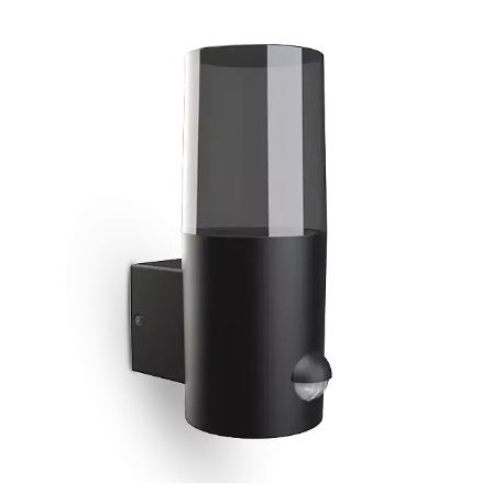 Miidex Lighting - Applique Murale Cylindrique Noir + Détecteur IR E27 x 1 - Réf : 100939