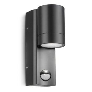 Miidex Lighting - Applique Murale Cylindrique Noir + Détecteur IR GU10 x 1 - Réf : 100943