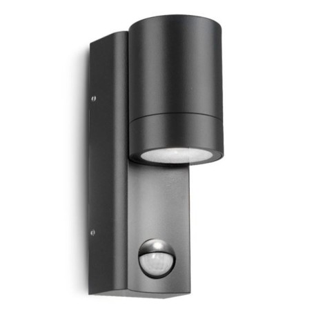 Miidex Lighting - Applique Murale Cylindrique Noir + Détecteur IR GU10 x 1 - Réf : 100943