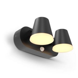Miidex Lighting - Applique Murale Double Orientable LED Noir + Détecteur IR 20W 3000K - Réf : 100937
