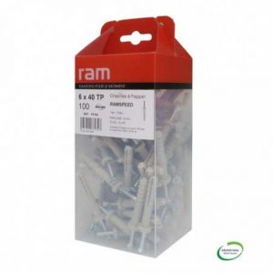 RAM 76164 - Chevilles a frapper Tete plate avec vis 6x40mm - Sachet de 100 pcs