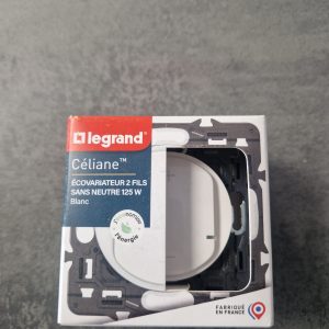 Variateur 2 fils céliane toutes charges enjoliveur blanc et support CX0060